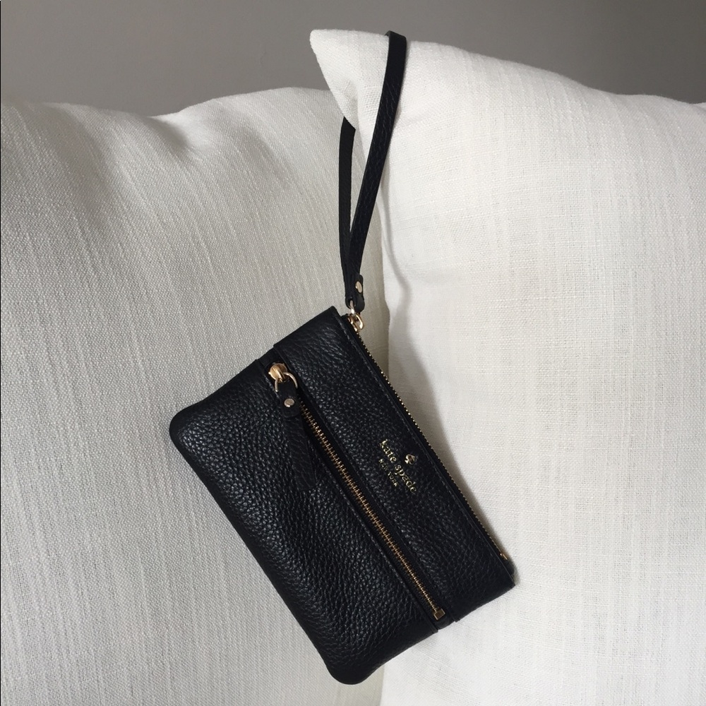 Kate Spade black leather wristlet